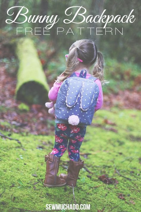 Use this bunny toddler backpack free pattern to sew a surprise for some-bunny special! Makes a perfect gift for Easter or anytime of the year! Toddler Backpack Pattern, Backpack Sewing, Bunny Backpack, Backpack Free, Sewing Bags, Sew Ins, Backpack Pattern, Toddler Backpack, Sock Animals