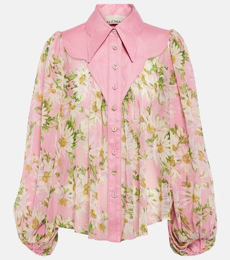 ALEMAIS for Women | Mytheresa Floral Silk Shirt, Coordinates Outfits, Costura Fashion, Fall Inspo, Tops Fashion, Guilty Pleasures, Chiffon Blouse, Fine Fabric, Spring 2024