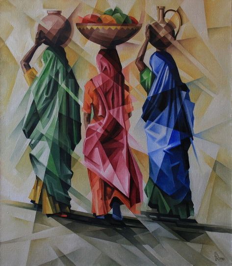 Vassily Krotkov - Visiting. Cubo-futurism: Cubo-futurism Cubist Art, Cubism Art, Women Painting, Hand Painted Fabric, Selling Paintings, God Art, Buy Paintings, Cubism, Art On Canvas