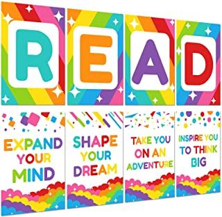 Amazon.com: rainbow classroom decor Rainbow Wall Display Classroom, Rainbow Book Display, Reading Rainbow Classroom, Reading Rainbow Bulletin Board, Rainbow Classroom Theme Decor, Lgbtq Classroom Decor, Bulletin Board Wall, Posters For Teachers, Instructional Coaching Tools