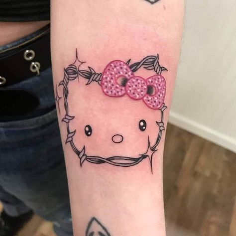 Tattoo Stick N Poke, Tattoos Paw Print, Stick N Poke Tattoos, Stick Poke, Hello Kitty Tattoo, Stick Poke Tattoo, Kitty Tattoo, Hello Kitty Tattoos, Stick N Poke