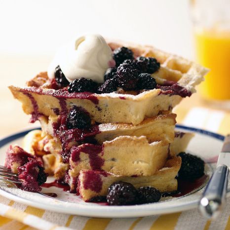 Macerated Blueberries, Blackberry Topping, Macerated Berries, Homemade Pound Cake, Brunch Bar, Gluten Free Waffles, Belgian Waffle Maker, Homemade Soda, William Sonoma