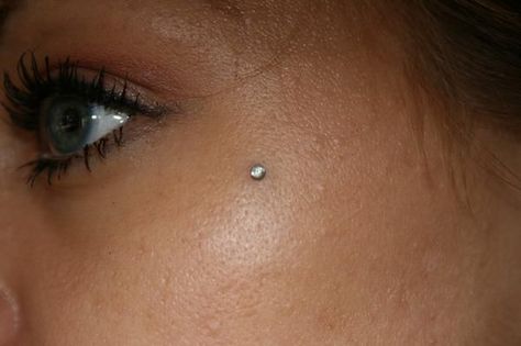 Facial Dermal Piercing Eye, Small Dermal Piercing Face, Upper Cheek Piercing, Cheek Dermal Piercing Upper, Face Dermal Piercing Cheek, Dermal Pericing, Dermal Cheek Piercing, Cheek Piercing Upper, Micro Dermal Piercing Face