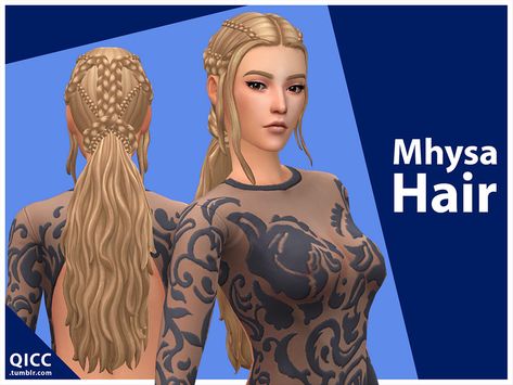 Sims 4 Medieval Hair, Targaryen Hair, Medieval Hairstyles, Sims Medieval, Pelo Sims, A Hairstyle, Sims 4 Mm Cc, Viking Hair, Sims Games