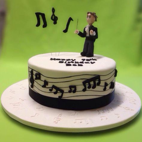 Conductor music cake with music note embossed board by GillyBean Cakes (facebook.com/GillyBeanCakesAus) Music Cake, Choral Music, Birthday Cakes For Women, Wedding Cake Table, Cakes For Women, Cake Craft, Music Party, Grooms Cake, Cake Table