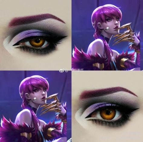 Fran Cosplay, Anime Inspired Makeup, Cosplay Makeup Tutorial, Evelynn League Of Legends, Akali League Of Legends, Anime Eye Makeup, Anime Cosplay Makeup, Anime Makeup, Anime Halloween