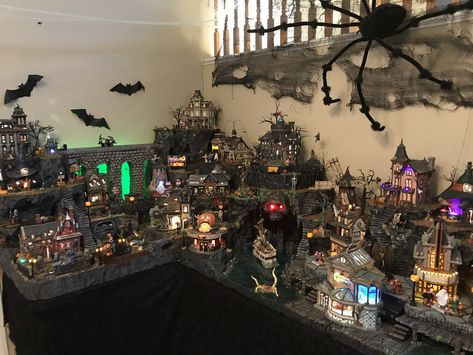 Halloween 2017 | by 56th and Main Lemax Halloween Village Display, Halloween Village Display Ideas, Lemax Spooky Town Display, Spookytown Display, Lemax Halloween Village, Lemax Halloween, Department 56 Halloween, Haunted Carnival, Halloween Village Display