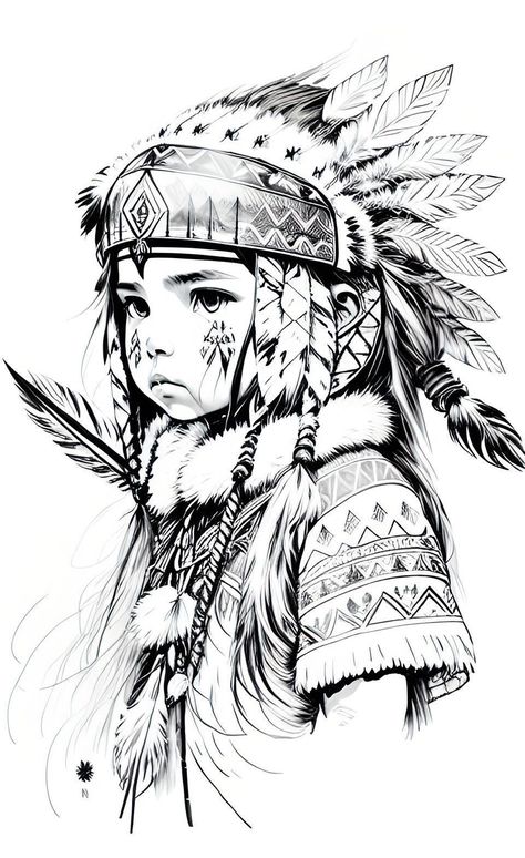 Western Sketches, American Drawing, Beautiful Spine Tattoos, Native American Tattoo Designs, Indian Tattoo Design, Native American Drawing, 50 Tattoo, Spine Tattoo Ideas, Wooden Bathtub