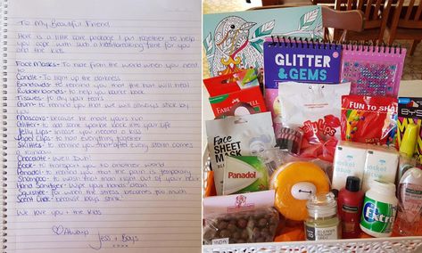 Best friend creates a 'break-up survival kit' from Kmart after partner walks out on family Break Up Gifts For Friends Survival Kits, Break Up Kit, Break Up Package Friends, Break Up Kit For Best Friend, Breakup Box For Best Friend, Break Up Survival Kit, Break Up Care Package, Break Up Gifts, Breakup Kit