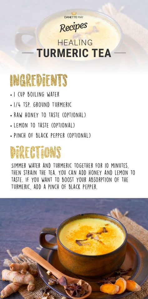 Healing benefits turmeric tea recipe Benefits Turmeric, Turmeric Tea Recipe, Danette May, Turmeric Recipes, Matcha Benefits, Turmeric Tea, Ground Turmeric, Turmeric Benefits, Tea Recipe