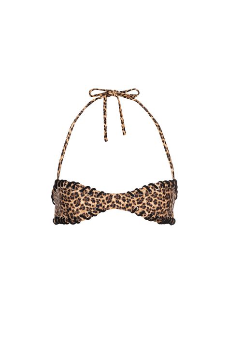 RIO BIKINI TOP LEOPARD Luxury Beachwear Intimates For Sunbathing, Luxury Beach Swimwear With Built-in Bra, Luxury Black Low-rise Swimwear Bottom, Luxury Women's Beachwear Bottoms, Luxury Triangle Top Intimates For Beach, Cheap Bandeau Intimates For Vacation, Cheap Fitted Intimates For Festivals, Black Seashell Bra, Luxury Swimwear With Built-in Bra For Beach