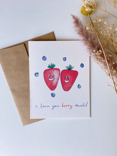 Watercolor For Boyfriend, Watercolor Valentine Cards Diy, Valentine’s Day Watercolor, Watercolor Valentine Cards, Watercolor Anniversary Card, Boyfriend Cards, Diy Birthday Card For Boyfriend, Card Puns, Vday Crafts