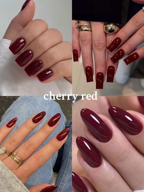 troppo indecisa 😩 #nail #nails #nailsinspo #fallnails #fall #fall2024... | cherry red nails | TikTok Cherry Color Nails, Cherry Red Nails Acrylic, Cherry Cola Nails, Dark Cherry Red Nails, Fall Red Nails, Red Nails Fall, Cherry Red Nails, Nails Tiktok, Wine Nails