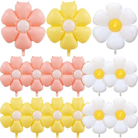 PRICES MAY VARY. 🌼【What You Will Get】You will get 15 daisy balloons of 3 colors, 1 roll of 10 meter long ribbon. The 15 Daisy balloons come in 2 sizes including 12 small 20in*15.7in daisy balloons（Small Daisy cannot float) and 3 big 28in*28in daisy balloons. and can be applied as two groovy party decorations, hippie party decorations and 60s theme party decorations, helping light up the atmosphere in your party and give you a deep impression at the same time 🌼【Selected High Quality Reusable Ba One Groovy Babe Backdrop, Lemon Birthday Decoration, Retro Floral Birthday Party, Two Groovy Birthday Decor, Daisy Flower First Birthday, Groovy Bday Party, Groovy Balloon Arch, Groovy Daisy Birthday, Bday Decoration Ideas