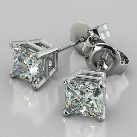 Find many great new & used options and get the best deals for 3.00Ct VVS1/D Cushion Cut White Diamond 4 Prong Earring In 14K White Gold Finish at the best online prices at eBay! Free shipping for many products! Diamond Bali, Princess Cut Earrings, Princess Cut Stud Earrings, Beautiful Diamond Earrings, Black Gold Jewelry, Stud Earrings For Men, White Gold Studs, White Gold Earrings Studs, Earrings For Men