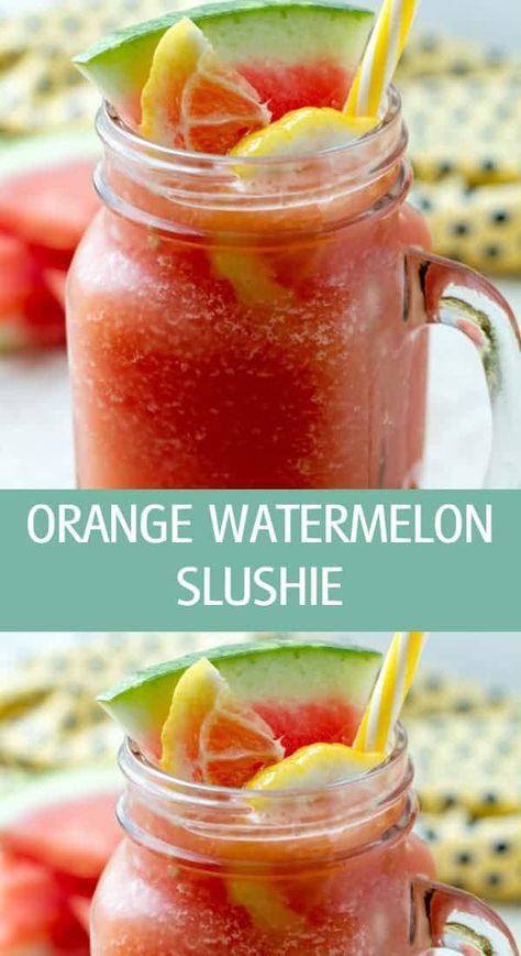 Easy to make refreshing watermelon slushie recipe with orange juice and ice cubes perfect for hot days by ilonaspassion.com I @ilonaspassion #watermelon #slushie #drink #orange #recipe Watermelon Slushie Recipe, Wild Cooking, Smoothy Recipes, Watermelon Slush, Orange Juice Cocktails, Perfect Watermelon, Watermelon Slushie, Orange Recipe, Slushie Recipe