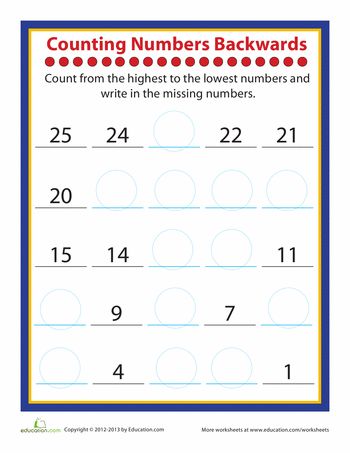 Worksheets: Counting Practice Worksheet  done 10/12 Numbers Worksheet For Kindergarten, Backward Counting, Kids Learning Numbers, Counting Backwards, Counting Worksheets For Kindergarten, Counting Worksheet, Worksheet For Kindergarten, Counting Practice, Numbers Worksheet