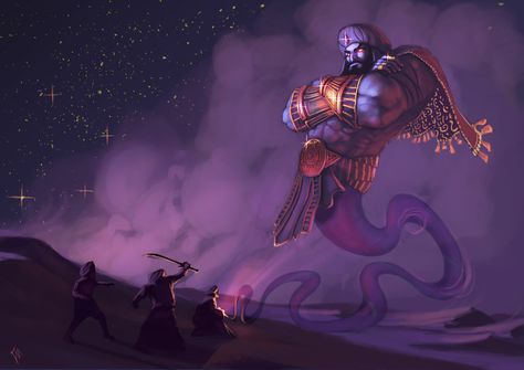 ArtStation - Djinn - Arabian Nights, Fabio Murino Bedroom Fantasy Art, Arabian Nights Art, Djinn Art, Ifrit Djinn, Arabian Bedroom, Dungeons And Dragons Classes, Fantasy Races, Dnd Art, Arabian Nights