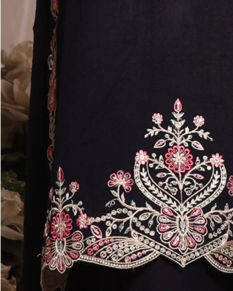 👉🏻PRICE: 5750/PKR (Embroidered Karandi Three Piece) 💓 👉🏻Article No.: (77476) 👉🏻 DETAILS: Very Unique And Beautiful Cut work Tilla/Sequence/ Embroidered Shirt Embellished with Silk and Lace work and folds on Sleeves/ laser finishing at Ghera Along With Cutwork Sequence Embroidered Karandi Dupatta and Plain Trousers. 👉🏻BRAND: Shan-O-Shoukat Apparel's featuring "Karandi by Bin Saeed" 👉🏻SIZE: (Small, Medium, Large) 👉🏻MEASUREMENTS: Small Chest Size: 19" Medium Chest Size: 21" Large Chest Size: 23"... Festive Zari Work Embroidered Cambric Fabric, Designer Cambric Fabric With Zari Embroidery, Semi-stitched Chanderi Fabric With Intricate Embroidery, Festive Semi-stitched Embroidered Zari Work Fabric, Diwali Embroidered Lace Work Semi-stitched Fabric, Border Pattern, Small Chest, Fabric Stores Online, Cut Work