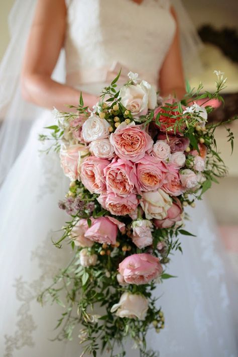 12 Stunning Wedding Bouquets - 27th Edition  | bellethemagazine.com Holding A Bouquet Of Flowers, Soft Pink Wedding, Holding A Bouquet, Cascading Bridal Bouquets, Cascading Wedding Bouquets, Bouquet Bride, Extravagant Wedding, Pink Rose Bouquet, Wedding Bouquets Pink