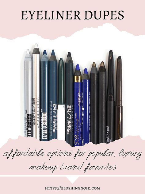 Affordable, Quality Makeup Dupes for Luxury Eyeliners - to splurge or save?  CT to learn more! Urban Decay Perversion Eyeliner, Bobbi Brown Eyeliner, Nars Eyeliner, Clinique Eyeliner, Drugstore Eyeliner, Urban Decay Eyeliner, Mac Eyeliner, Black Eyeliner Pencil, Luxury Beauty Products