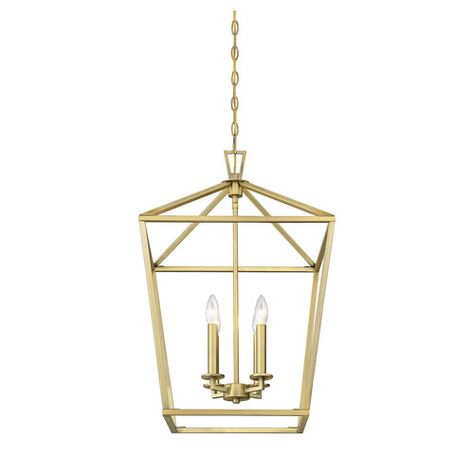 251 First Anna Brass 17 Inch Four Light Pendant | Bellacor Lantern Lighting, House Lighting Fixtures, Kitchen Large, Savoy House Lighting, House Essentials, Lantern Chandelier, Foyer Lighting, Geometric Chandelier, Foyer Pendant