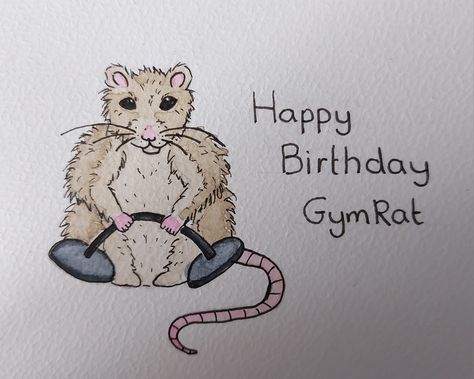 Birthday card for people who go to the gym. #watercolor #birthday #gymrat Gym Birthday Cards, Bf Birthday, Birthday Card Ideas, Creative Birthday Cards, Gym Buddy, Birthday Card Drawing, Card Inspo, Creative Birthday, Watercolor Birthday