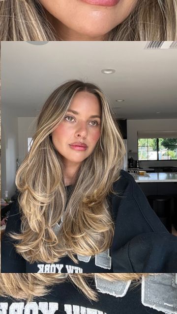 Neutral Lived In Blonde, Light Blonde Balayage On Dark Hair, Light Brown Hair With Blonde Lowlights, Hilight Hair Blond, Abby Baffoe Hair, Brit Harvey Hair, Partial Lowlights For Blondes, Blonde Hair For Olive Skin Tone Brown Eyes, Blond On Dark Hair