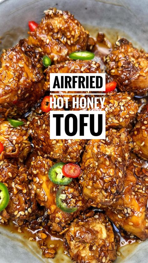 Food & Drink Content Creator, UGC | Roopa 🍕 | 15 Minute Airfried Hot Honey Tofu INGREDIENTS: 225g Tofu 150ml Plant Based Milk 150g Cornflakes 4 Tbsp Sweet Chilli Sauce 5 Tbsp Soy… | Instagram Broke Vegan Meals, Hidden Tofu Recipes, Hot Honey Tofu, Diy Tofu Press, Super Firm Tofu Recipes, Extra Firm Tofu Recipes For Beginners, Recipes With Hot Honey, Tofu Air Fryer Recipes, Honey Mustard Tofu