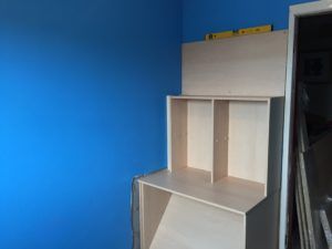 Over The Stairs Closet, High Sleeper With Desk, Stairs Bulkhead, Office Bedroom Combo, Stairs Closet, Box Room Bedroom Ideas, Desk And Wardrobe, Bespoke Wardrobes, Cabin Beds