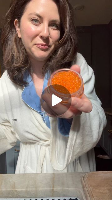 Cortney LaCorte on Instagram: "COUCH CAVIAR ON A BUDGET 🐠 🍸  Ask and you shall receive: my official rec for a more affordable gateway into the beautiful world of caviar… salmon roe! I suggest still making the classic couch caviar bites with Creme fraiche, minced chives, shallots - placed on the blue bag of Kettle Brand Salt + Vin chips. While this isn’t a replacement for caviar per se, this is still a super delicious couch snack and at a fraction of the cost. Try it and let me know what you think!  Also how cute are these pj’s from @inmysundays ?  #fyp #couchsnack #snack #caviar #salmonroe #roe #boujee #snacktime #snackbox" Boujee Snacks, Couch Caviar, Classic Couch, Salmon Roe, Snack Box, Snack Time, Shallots, Blue Bags, Beautiful World