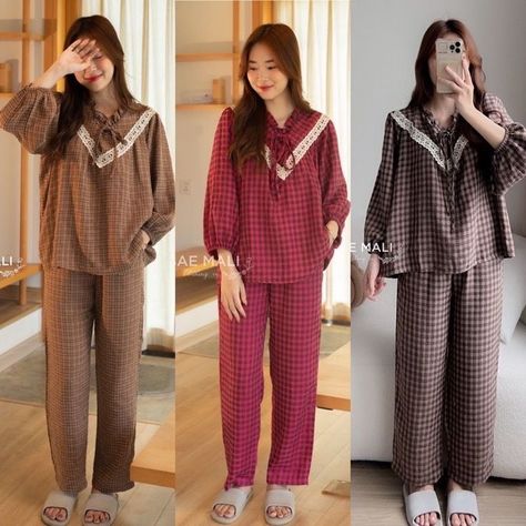 Night Suit Aesthetic, Piyama Aesthetic, Casual Home Outfits, Pajama Design, Night Wear Pajamas, Night Suit For Women, Cotton Night Dress, Cool Outfit Ideas, Blouse Casual Fashion