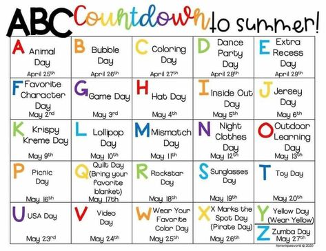 Abc Countdown, School Countdown, Preschool Playground, Prek Classroom, Lesson Plans For Toddlers, Math Centers Kindergarten, End Of Year Activities, Homeschool Education, Kindergarten Learning Activities