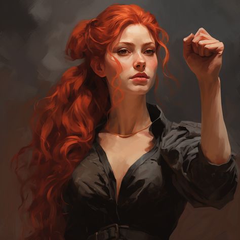 Red Haired Woman Character Design, Red Haired Elf Female, Red Hair Woman Art, Red Haired Woman Art, Red Hair Female Character, Red Head Character Design, Female Character Inspiration Red Hair, Redhead Character Art, Red Hair Warrior