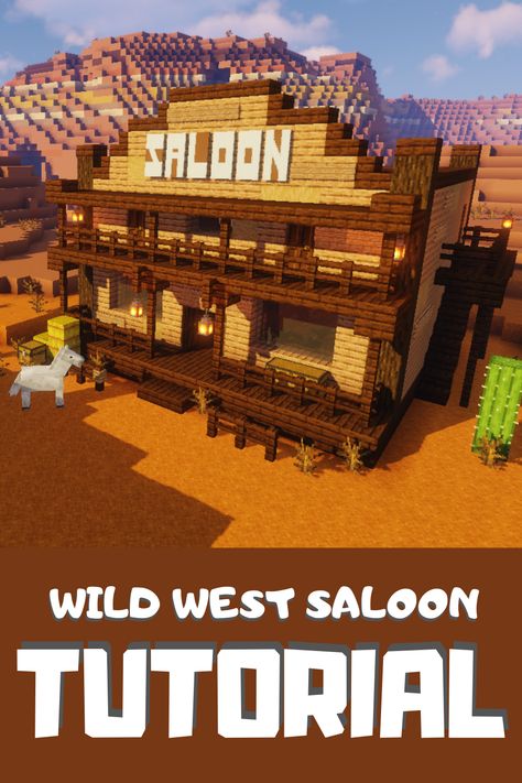 In this tutorial, I will show you how to build a Wild West Saloon which we previously built in our Wild West Cowboy town! Quite a simple build, with simple materials, let me know how you get on! Minecraft Town Ideas, Wild West Saloon, Minecraft Medieval House, Zicxa Photos, Minecraft Town, Cowboy Town, Minecraft City Buildings, Minecraft Farm, Town Ideas