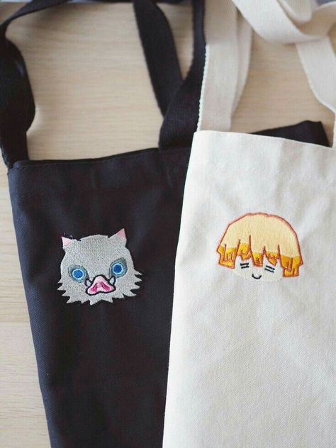 Embroidery Anime Ideas, Anime Tote Bag Design, Anime Embroidery Ideas, Anime Sewing, Demon Slayer Crochet, Ghibli Embroidery, Demon Slayer Embroidery, Anime Gift Ideas, Anime Embroidery Designs