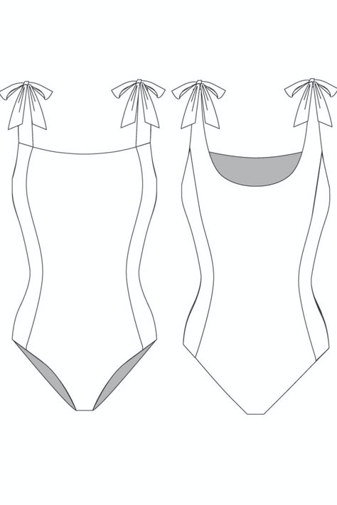 Swimwear one-piece with bow ties, ideal for fashion startups ,designers, or even students . Swimsuit Template, Fashion Design Inspiration Board, Swimwear Design, Swimwear One Piece, Flat Sketches, Fashion Templates, Fashion Inspiration Design, Kids Swimwear, One Piece Suit