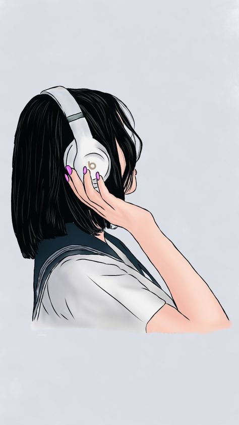 Girl with headphone😊 vector art Headphone Sketch, Headphones Drawing, Headphones Art, Girl With Headphones, Love Drawings, Girl Drawing, Drawing Sketches, Art Girl, Vector Art