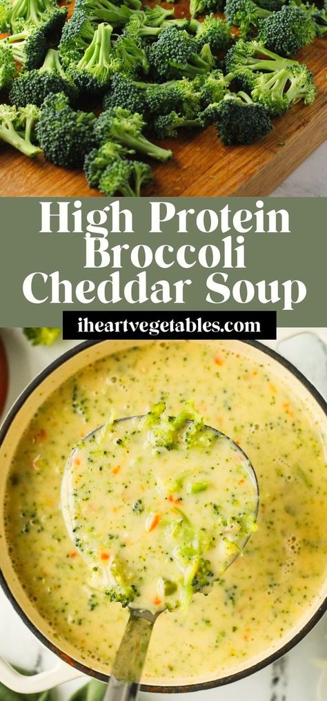 Creamy Broccoli Cheddar Soup, Healthy High Protein Meals, Broccoli Cheddar Soup, Cheddar Soup, Broccoli Cheddar, Cheese Soup, Easy Soups, Easy Soup Recipes, Healthy Soup Recipes