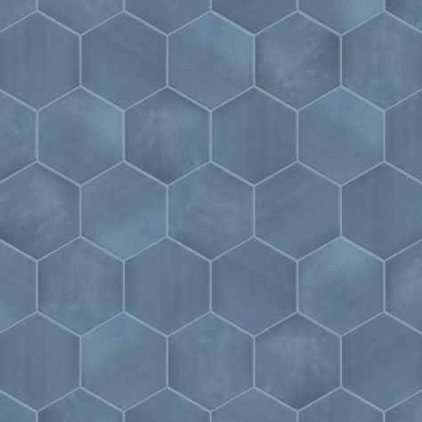 KDC Tile and Marble Geometric Hexagon 6" x 6" Porcelain Wall & Floor Tile | Wayfair Blue Shower Floor Tile, Navy Blue Shower Tile, Blue Hexagon Tile Bathroom, Blue Bathroom Floor, Blue Tile Bathroom, Blue Hexagon Tile, Blue Floor Tile, Blue Shower Tile, Blue Nova