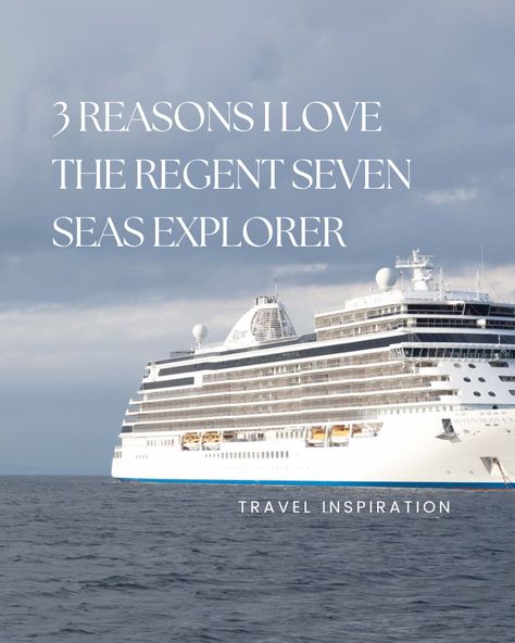 If you haven't heard the news, cruises are back. And if you're struggling to navigate the sea of cruise lines to consider for your next cruise vacation, you're not alone. Well, I've got your back, and I'm narrowing down your options. Exhibit A: Regent Seven Seas Cruises — in particular, the Regent Seven Seas Explorer, one of Regent's luxury cruise ships. The Explorer ventures off to an impressive number of destinations, from Thailand to Canada. Sea Explorer, Luxury Cruise Ship, Cruise Lines, Seven Seas, Luxury Cruise, Cruise Ships, Explore Travel, Got Your Back, Cruise Vacation