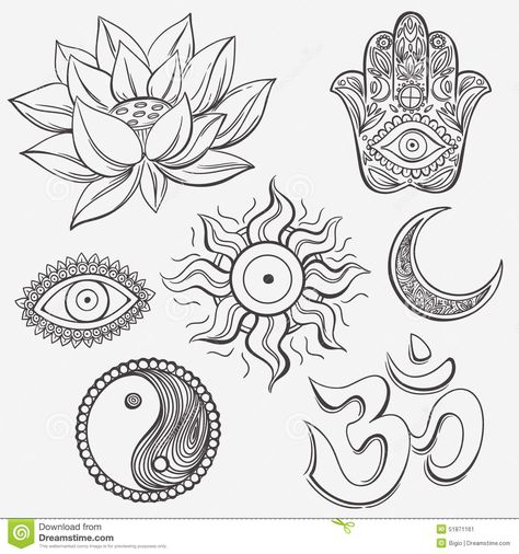 Spiritual Symbols - Download From Over 41 Million High Quality Stock Photos, Images, Vectors. Sign up for FREE today. Image: 51871161 Designs For Tattoos, Hippie Symbols, Spiritual Drawings, Hippie Drawing, Henna Drawings, Spiritual Paintings, Spiritual Tattoos, Spiritual Symbols, Pop Art Wallpaper