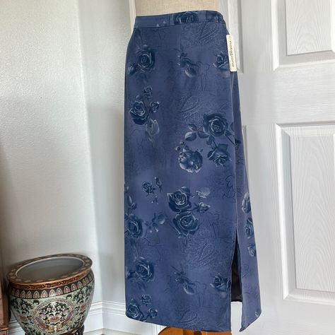 New With Tags Vintage Y2k Notations Clothing Co Petite Blue Maxi Floral Skirt Features Side Slits & Elastic At The Back Waist 97% Polyester, 3% Spandex Rn Number 58719. Women’s Size Petite Medium M Measures Approximately Lying Flat Elastic Waist 13 1/4 Inches With Plenty Of Room To Stretch Length 35 Inches Paragraph Side Slits 12 Inches Brand New, Would Make A Great Gift New To Poshmark? Use Our Referral Code Wrappingitup For $10 Toward Your First Purchase. Smoke-Free Business Maxi Blue Skirt, Maxi Floral Skirt, Tan Maxi Skirt, Memorial Board, Straight Maxi Skirt, Scarf Skirt, Maxi Skirt Blue, Earthy Bohemian, Flowy Maxi Skirt