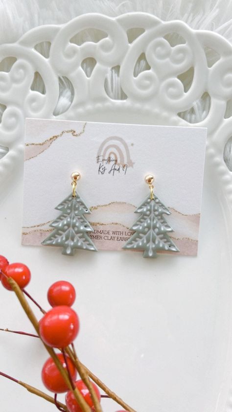 Simple Christmas tree dangles 1.50 inches Gold plated ball post Christmas Tree Clay Earrings, Sculpey Jewelry, Polymer Clay Christmas Tree, Polymer Clay Christmas Earrings, Christmas Polymer Clay Earrings, Holiday Jewelry Ideas, Clay Christmas Earrings, Christmas Clay Earrings, Earring Party