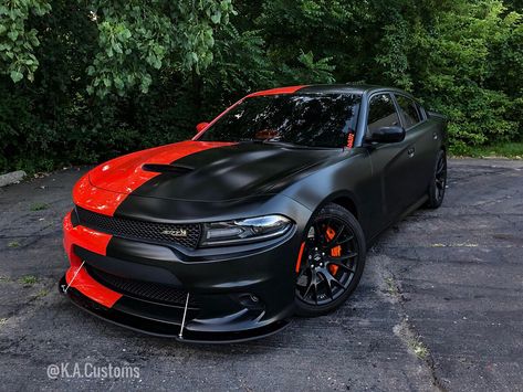 Swipe Left!!! Dare to be different, Here it is😈 Two Faced Wrap on what was already one of the cleanest 392 Chargers around. Went half Satin… Half And Half Wrapped Car, Half Wrapped Car, Dodge Charger Car Wraps, Half And Half Car Wrap, Dodge Charger Wrap Ideas, Wrapped Cars, Mustang Car Aesthetic, Blacked Out Cars, Dodge Charger Models