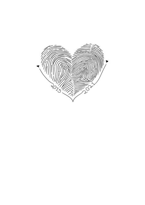 Heart Print Tattoo, Simple But Elegant Tattoos, Two Fingerprints Heart Tattoo, Unique Heart Drawing, Baby Fingerprint Tattoo, Finger Print Heart Tattoo Couple, Parent Fingerprint Tattoo, Tattoos With Fingerprints, Kids Fingerprint Tattoo