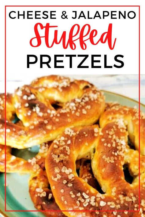 Delicious gooey mozzarella Homemade Stuffed Pretzels for that comfort snack. Make them whole or into bites, the jalapeno stuffed pretzels are the best. #foodtalkdaily Homemade Stuffed Pretzels, Traditional Croissant Recipe, Healthy Lemonade, Easy Homemade Granola, Hearty Chili, Spicy Cheese, Croissant Recipe, Pumpkin Waffles, Pretzels Recipe