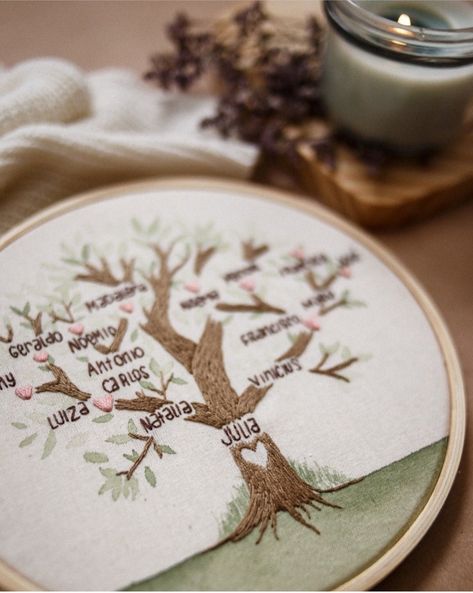 Embroidery Family Tree, Family Tree Embroidery Pattern, Family Tree Embroidery Design, Family Tree Embroidery, Genealogy Tree, Family Tree Art, Tree Embroidery, Hand Embroidery Pattern, Close To My Heart