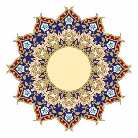 Turkish Art Motifs, Tazhib Persian Pattern, Persian Mandala, Turkish Motifs, Motif Arabesque, Islamic Motifs, Mughal Art Paintings, Persian Art Painting, Folk Art Flowers