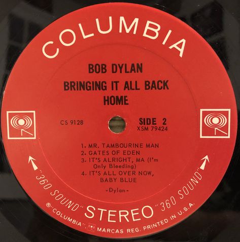 5th US Columbia label 2nd version of the Columbia 2-eye with white text at the bottom 1963-1970 Moon Tree, Columbia Records, Bob Dylan, Record Label, Music Record, Columbia, Bring It On, Moon, Music